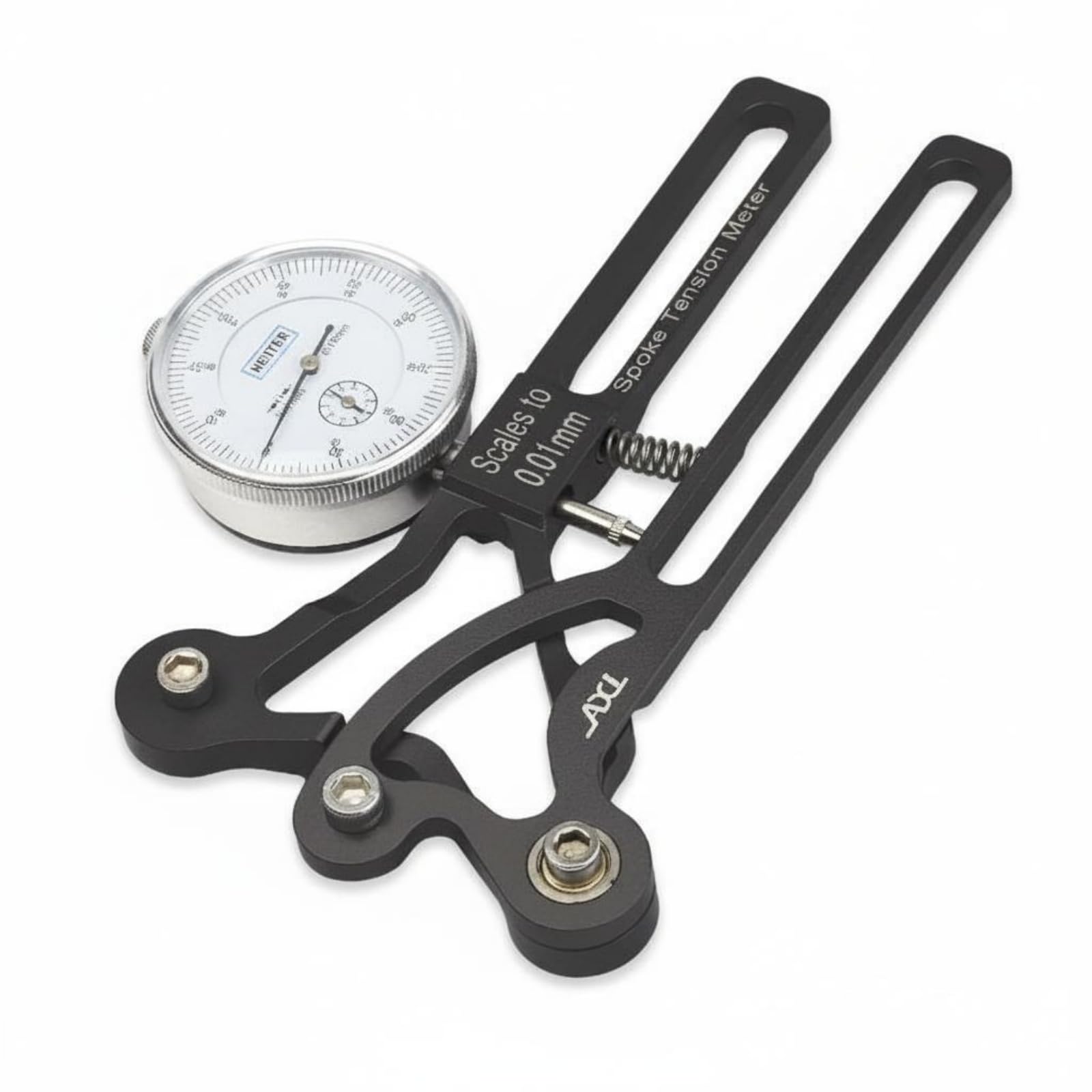 Qianly Speichenspannungsmesser Speichenmessgerät Speichentensiometer Laufradspanner Felgenprüfer aus Aluminiumlegierung für Zuverlässige Tension, Schwarz, Mechanische Anzeige