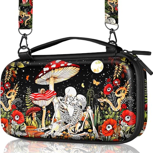 Gurgitat FOR NINTENDO SWITCH/SWITCH OLED Travel Carry Cases Hard Shell Protective Cover Mushroom Skull Cute Girls Boys Accessories Storage Pouch Bag For Nintendo Switch 2017/Oled 2021 cover