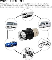 Vista 8 de JINKEY Mandril de Aire con Bloqueo para Válvula Schrader, 1/4" FNPT de Latón Resistente con Flujo Cerrado Recto Mandril de Neumático con Bloqueo