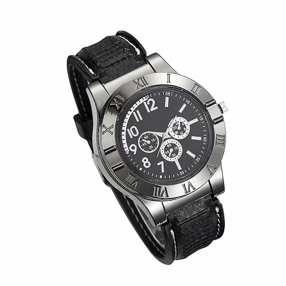 Drumstone (𝐒𝐩𝐞𝐜𝐢𝐚𝐥 𝟏𝟓 𝐘𝐞𝐚𝐫𝐬 𝐖𝐚𝐫𝐫𝐚𝐧𝐭𝐲) USB Rechargeable Lighter Watch – Windproof Flameless Electric Cigarette & Cigar Lighter for Men, Stylish Metal Watch with Silicone Strap,-image-13