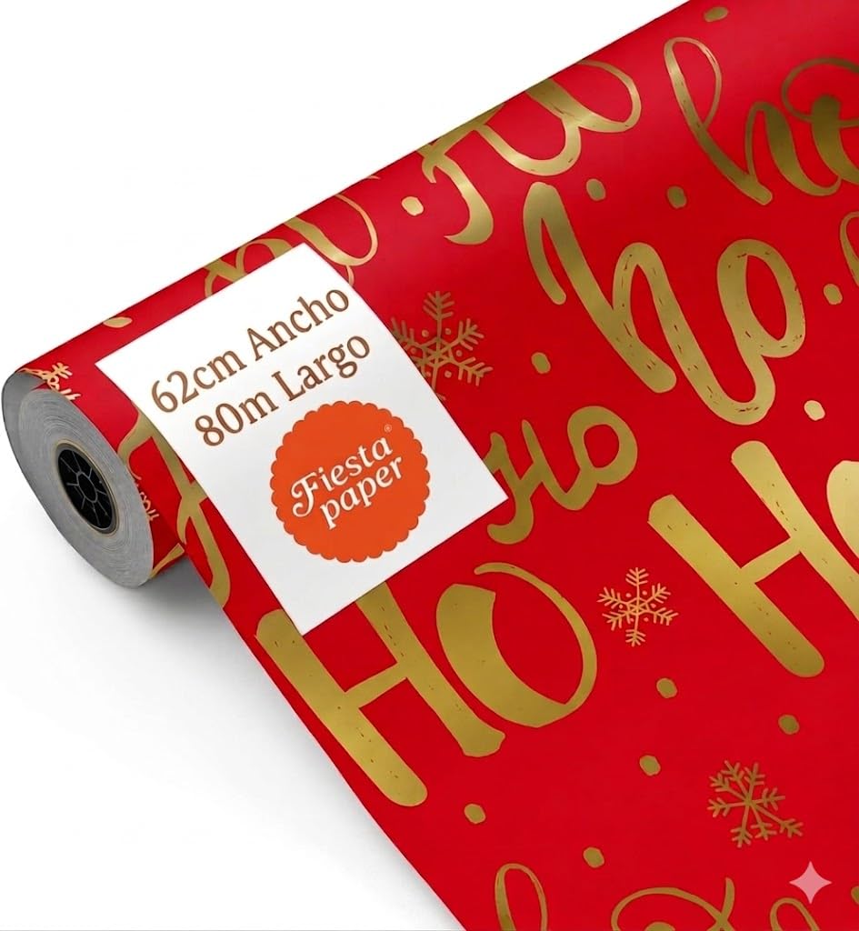 Bobine de papier cadeau, grand rouleau 62 cm x 100 m • LETTRES DE NOËL • Idéal pour : Commerces, Entreprises, Emballage de cadeaux de Noël, Rois Mages