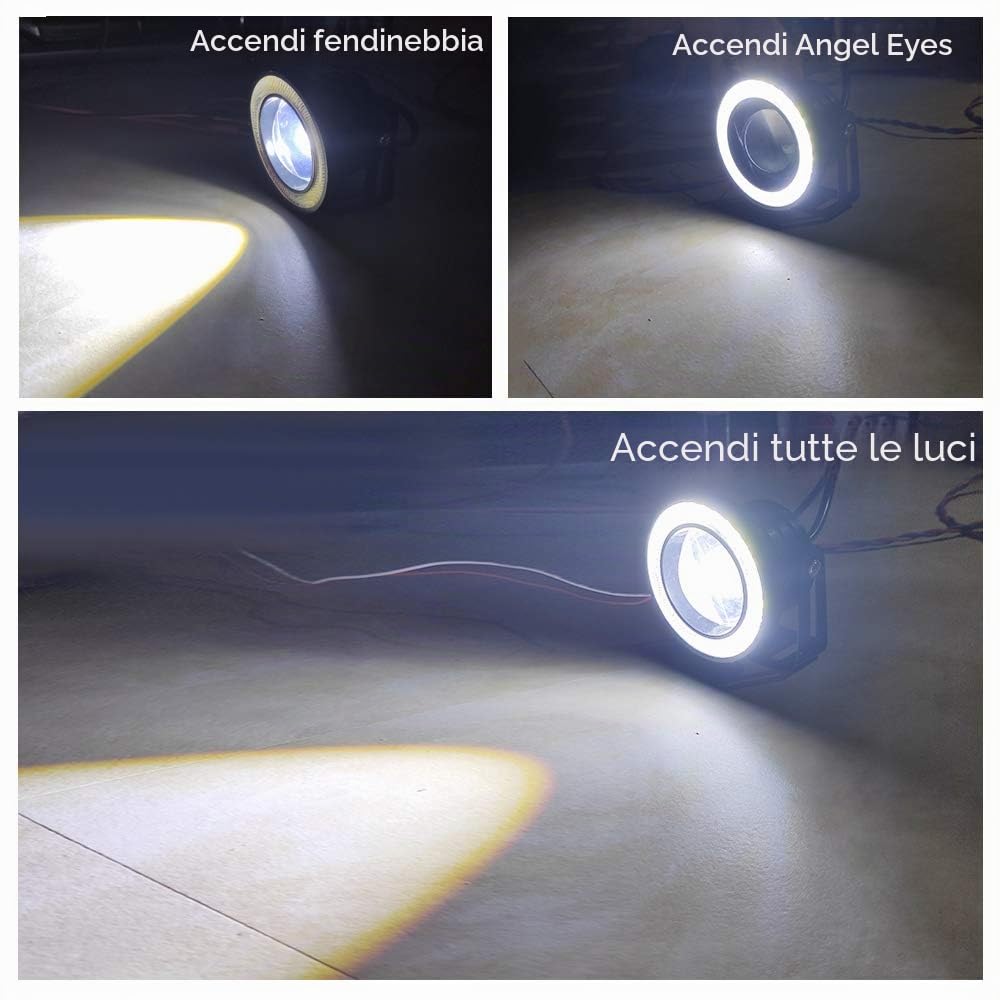 2PCS 2.5" Proiettore Fendinebbia a LED Universale 12V 10W COB Bianco Halo Angel Eye Anelli per Moto Faro auto Luce di Marcia Diurna DRL Fendinebbia Lampadina Guida