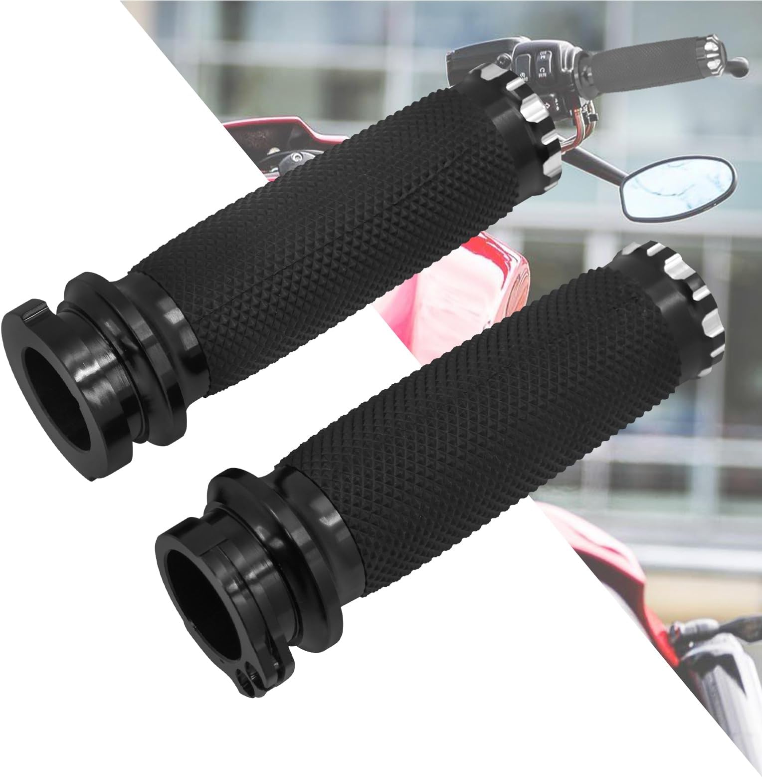 HDBUBALUS 1" Motorcycle Handlebar CNC Hand Grips Cable Throttle Fit for Harley Touring Road King Street Glide Electra Glide Road Glide Sportster XL 883 XR Dyna Street Bob Softail Fat Boy