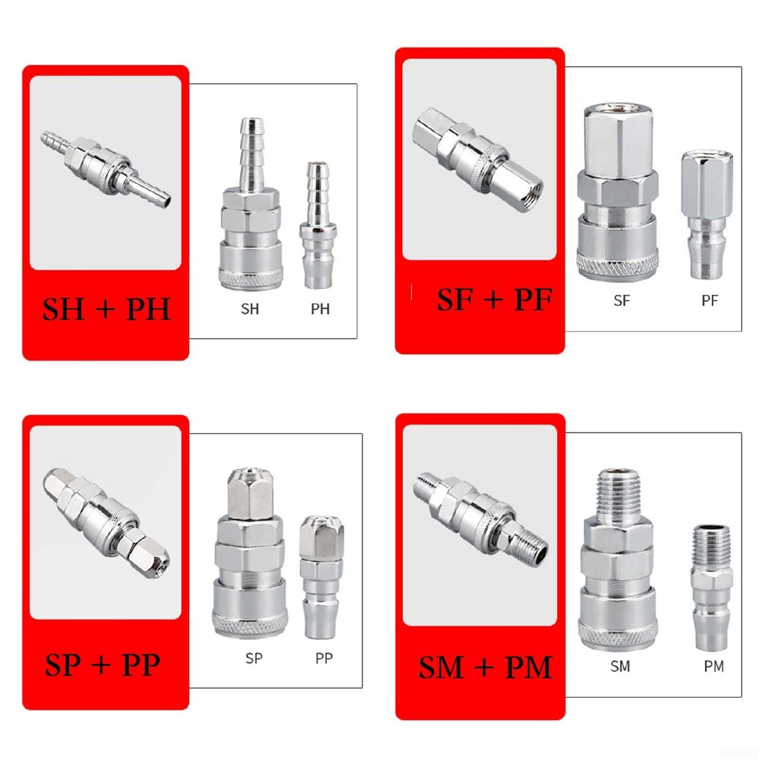 Heat Treated Steel Air Line Hose Fitting Set für Quick Release Coupler