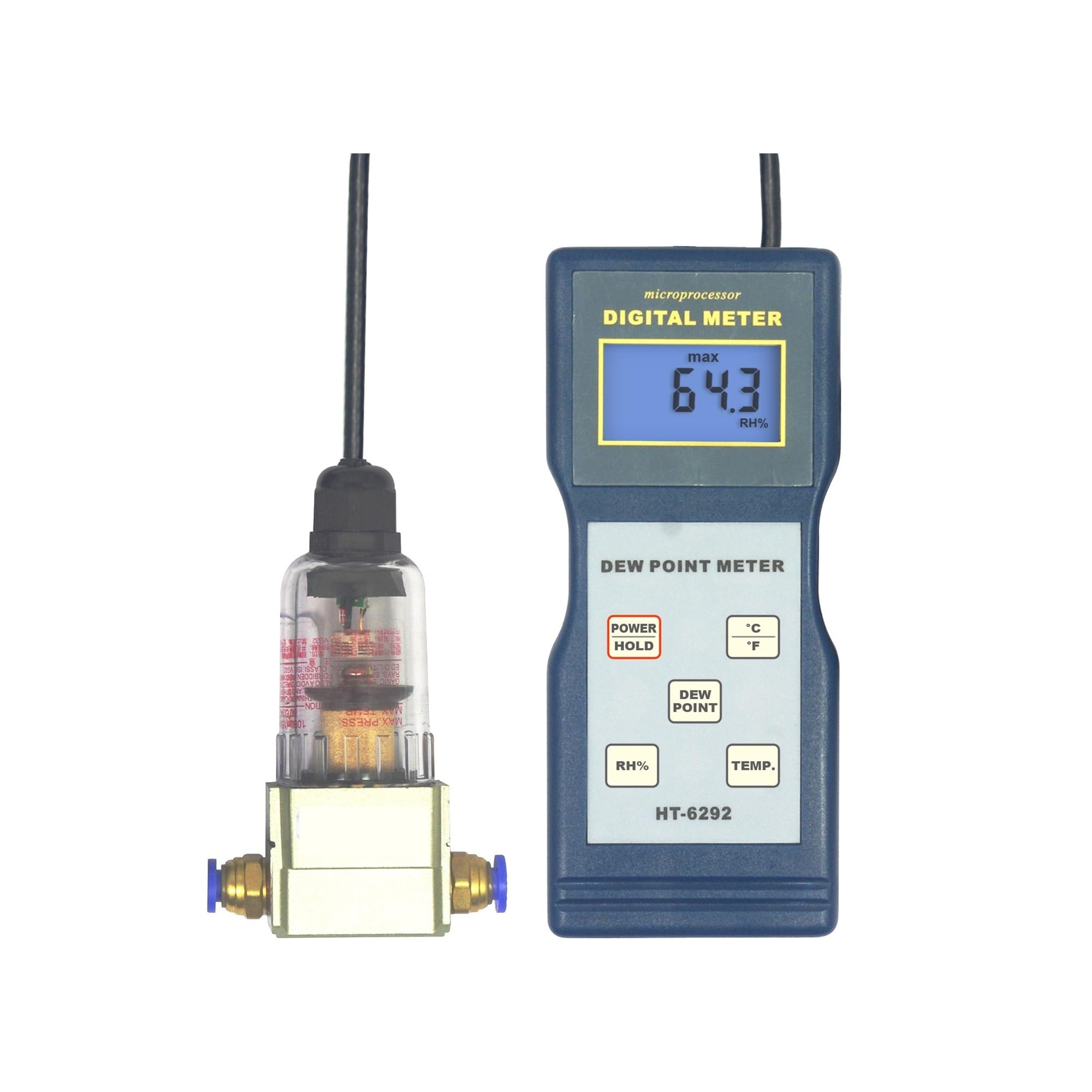 Medidor de Humedad, Medidor de punto de rocío HT-6292, comprobador de punto de rocío de aire comprimido, medidor inteligente de temperatura y humedad portátil HT6292