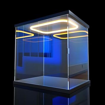 Acrylic Case with LED Lighting, Figure Case, Display Case, Collection Case, Model Box, Transparent Box, Easy to Assemble, Large, for Block Display, Dustproof, 45cm x 40cm x 50cm 17.7 x 15.7 x
