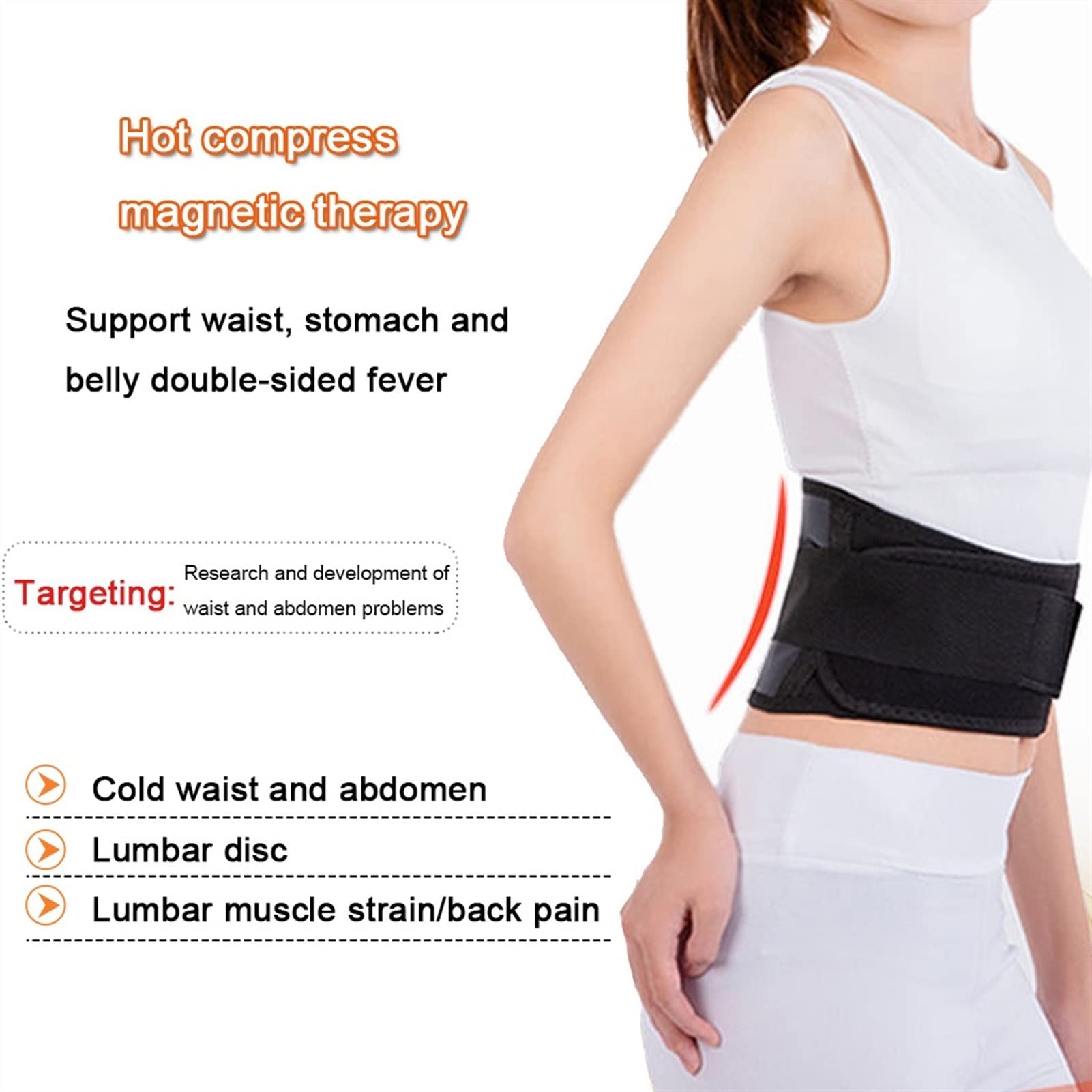 CDZL Cinturón De Apoyo para La Espalda con Terapia Magnética Autocalentable De Turmalina Faja Lumbar Ajustable Faja De Descompresión para Masaje (Size : S/Small)