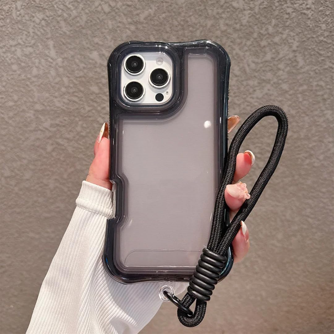 Coque antichoc transparente pour iPhone 17 noir à protection renforcée angles