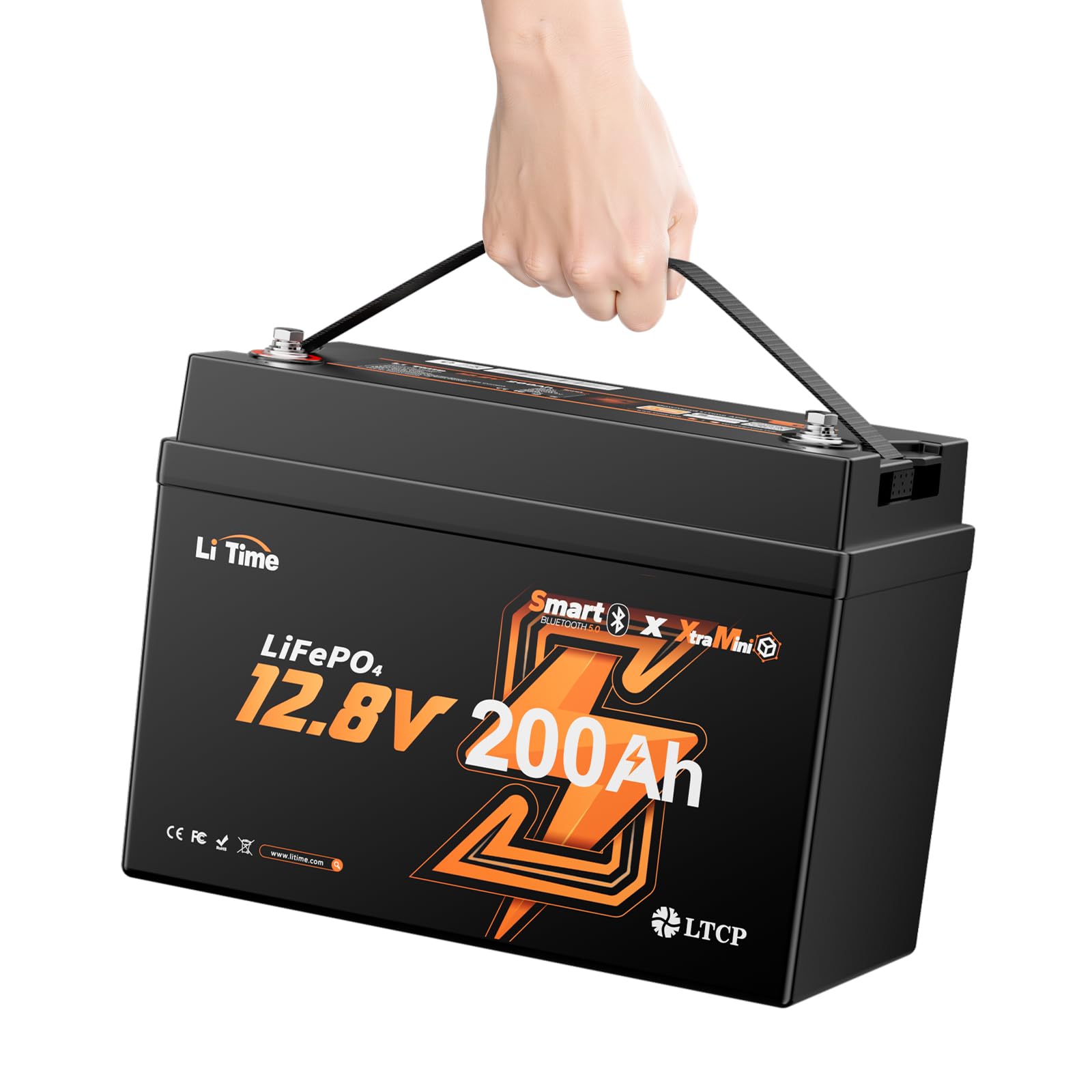 LiTime Batteria Litio 12V 200Ah Mini LiFePO4 12 V per Camper, RV (2 pezzi)