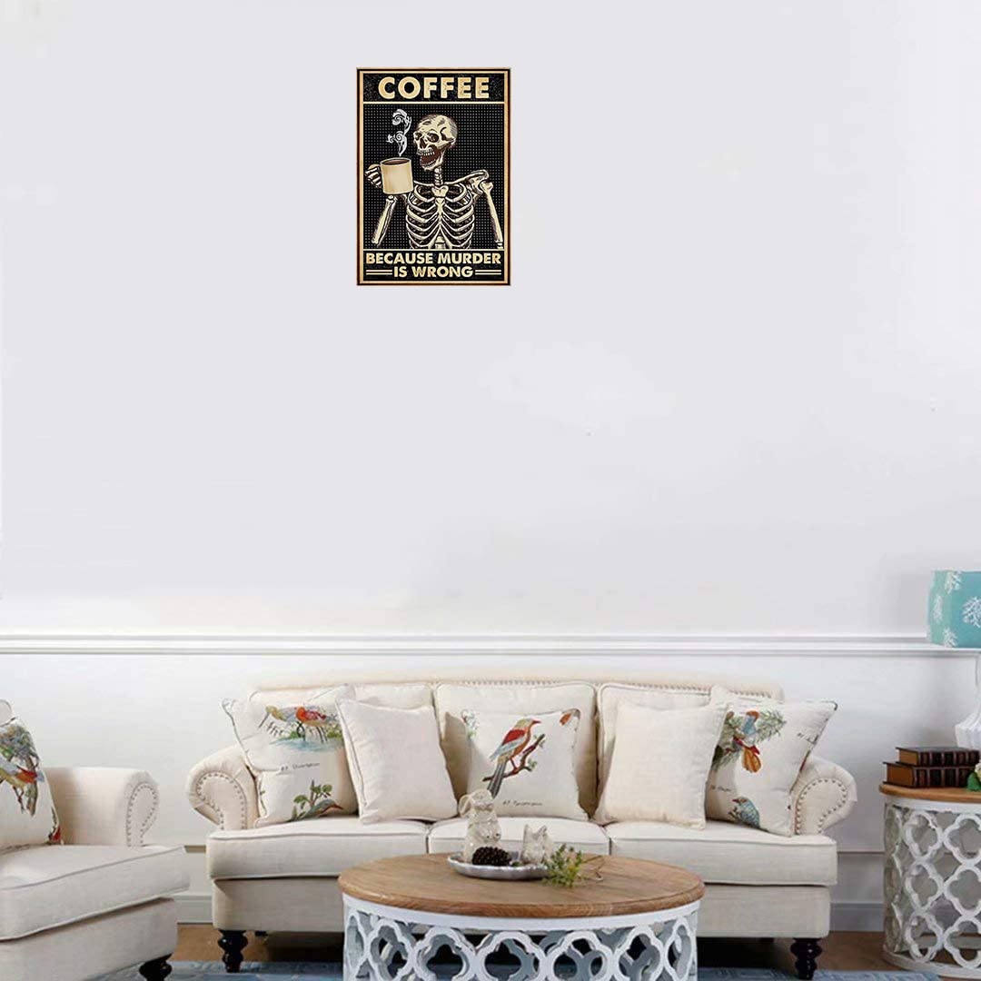 Targa in metallo vintage con scritta Coffee Because Murder Is