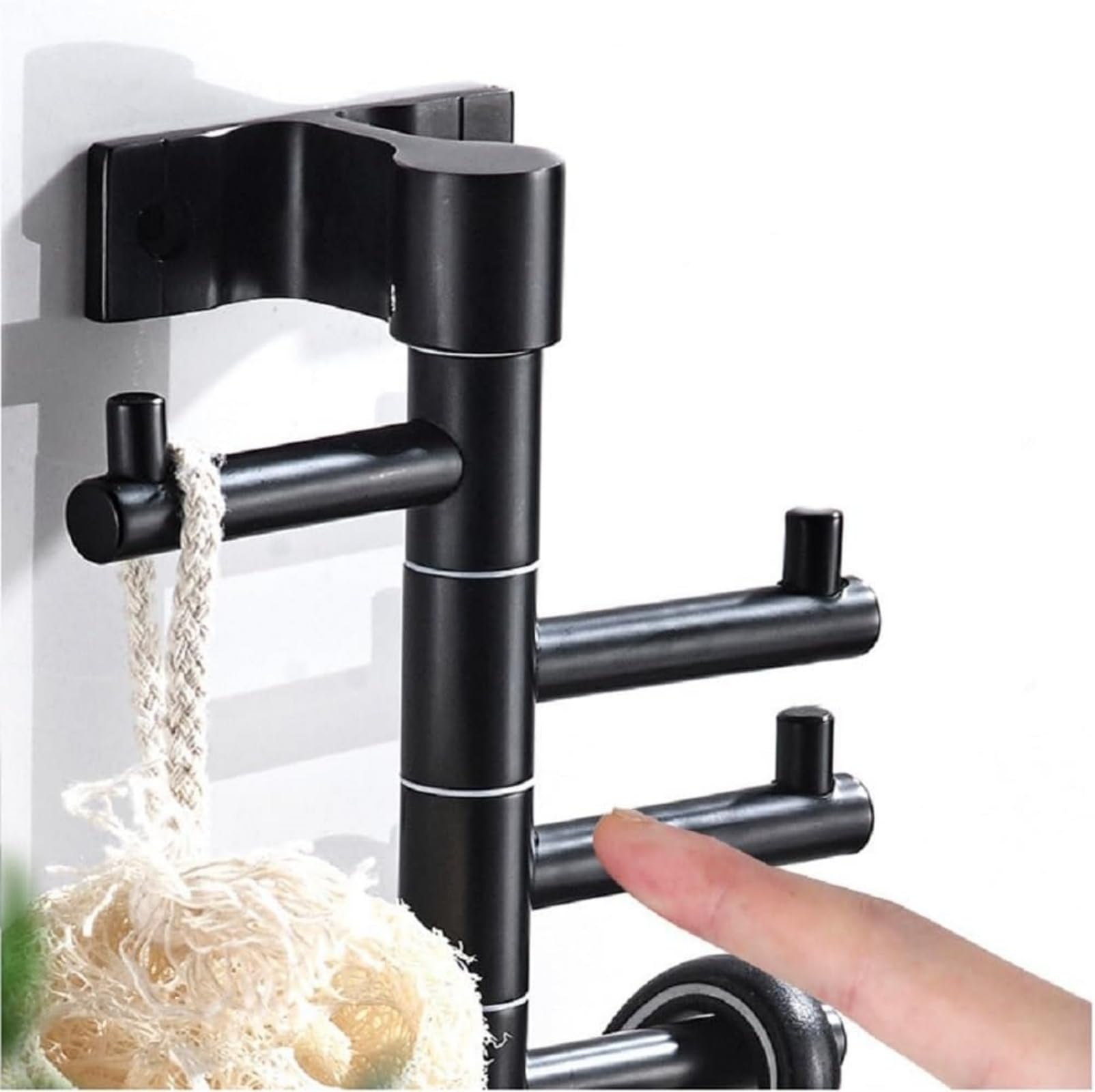 Swivel Towel Hooks Wall Coat Rack with 3 Arms - Image 2