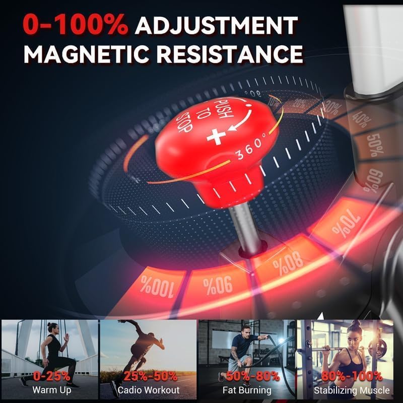 Exercise Bike, Wenoker Magnetic Resistance Stationary Bike for Home App Sync Indoor Bike with 350lbs Weight Capacity, Tablet Holder and Fitness Courses for Weight Loss - Image 6