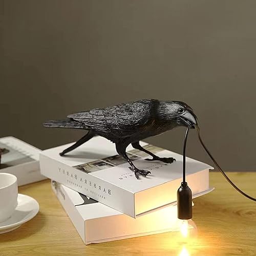 Miniatura 6 de HGomx Lámpara de escritorio Raven, lámpara de pájaro, lámpara de pájaro, lámpara LED de resina para dormitorio, oficina, sala de estar, casa de