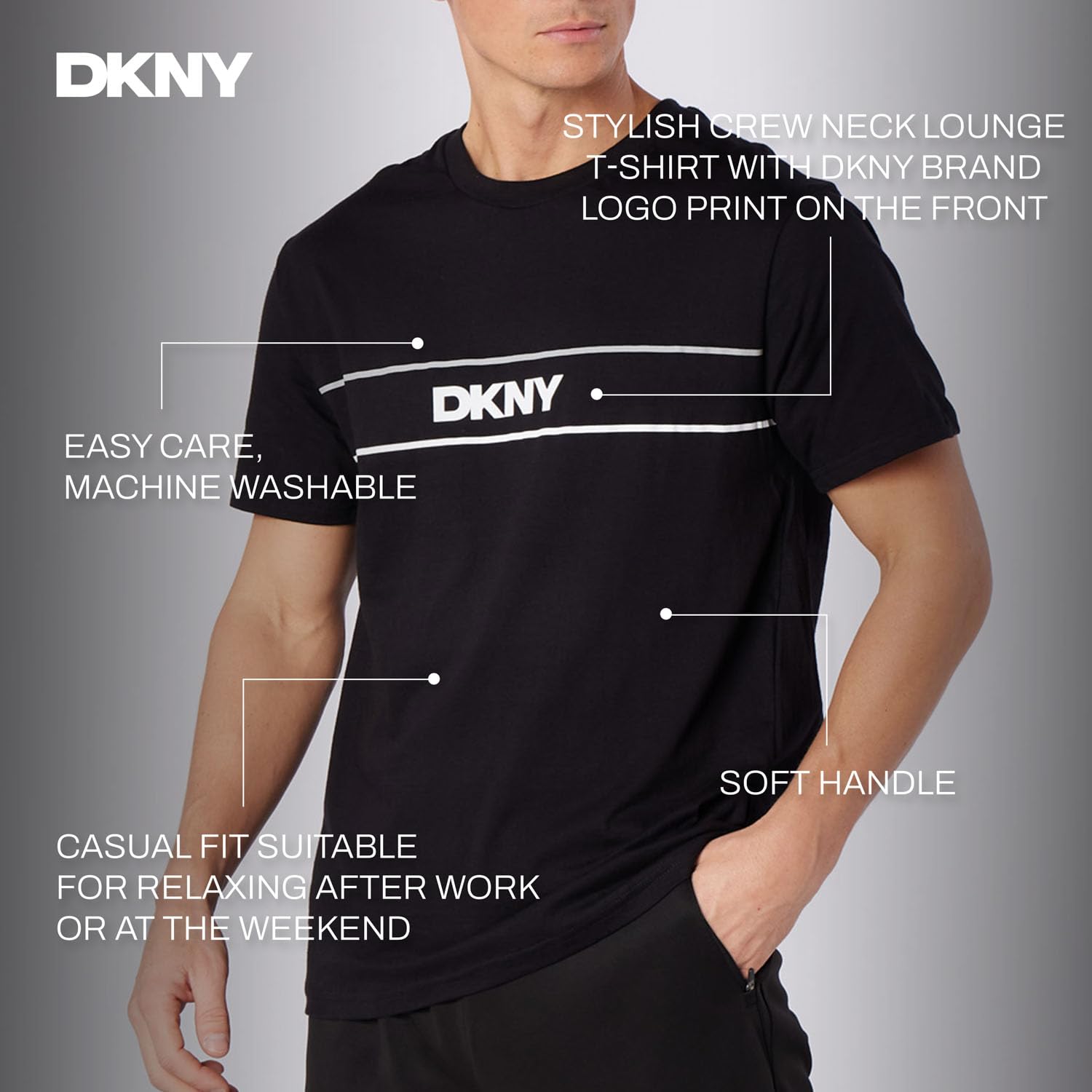 DKNY Cavaliers Camiseta Hombre (Pack de 1)