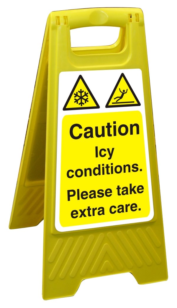 Seco Caution ICY Conditions. Please Take Extra Care Floor Standing Sign, 300mm x 600mm - Polypropylene