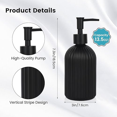 Miniatura 2 de Top-spring Dispensador de jabón de vidrio de 13 onzas con bomba a prueba de óxido, dispensador de jabón líquido recargable para baño, dispensador de