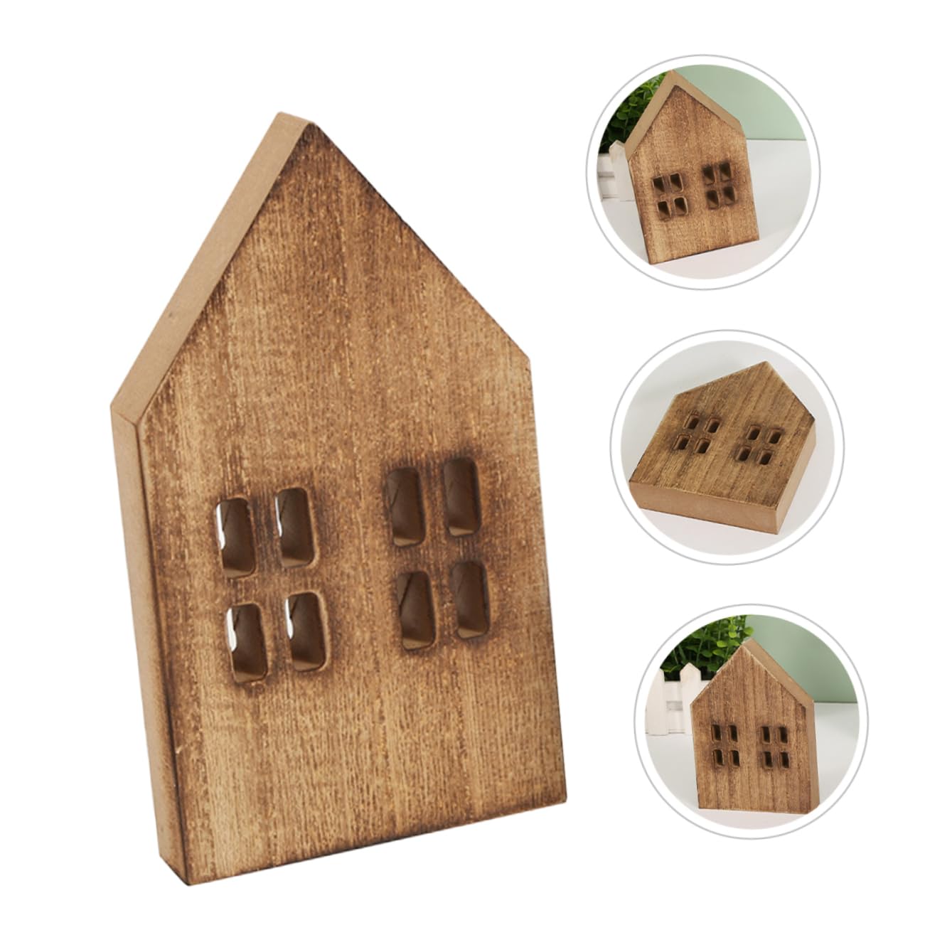 KONTONTY Wood Centerpieces for Tables Mini House Decor Ideal for Christmas House Decor Festive Season