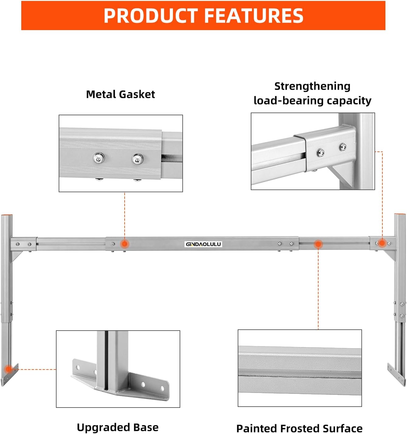 Ladder Rack for Trailer, 800LB Aluminium Trailer Ladder Rack Fit for Open and Enclosed Trailers,for 6.0'-8.2' Wide Trailers (Silvery)