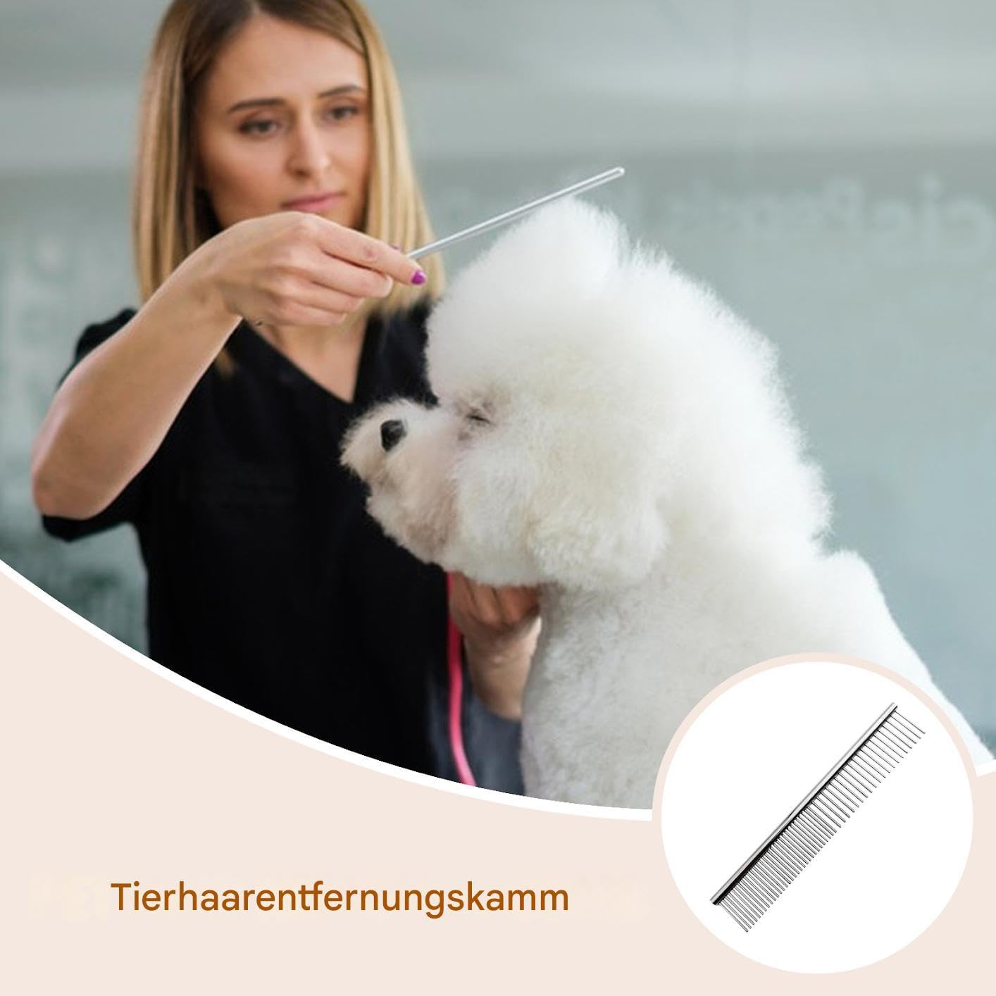 Pet Comb - Metall Hundekamm Zur Fellpflege - Entwirrbürste mit | abgerundeten Zähnen für kurz- und langhaarige Hunde und Katzen zur täglichen Reinigung Pflege für zu Hause, unterwegs