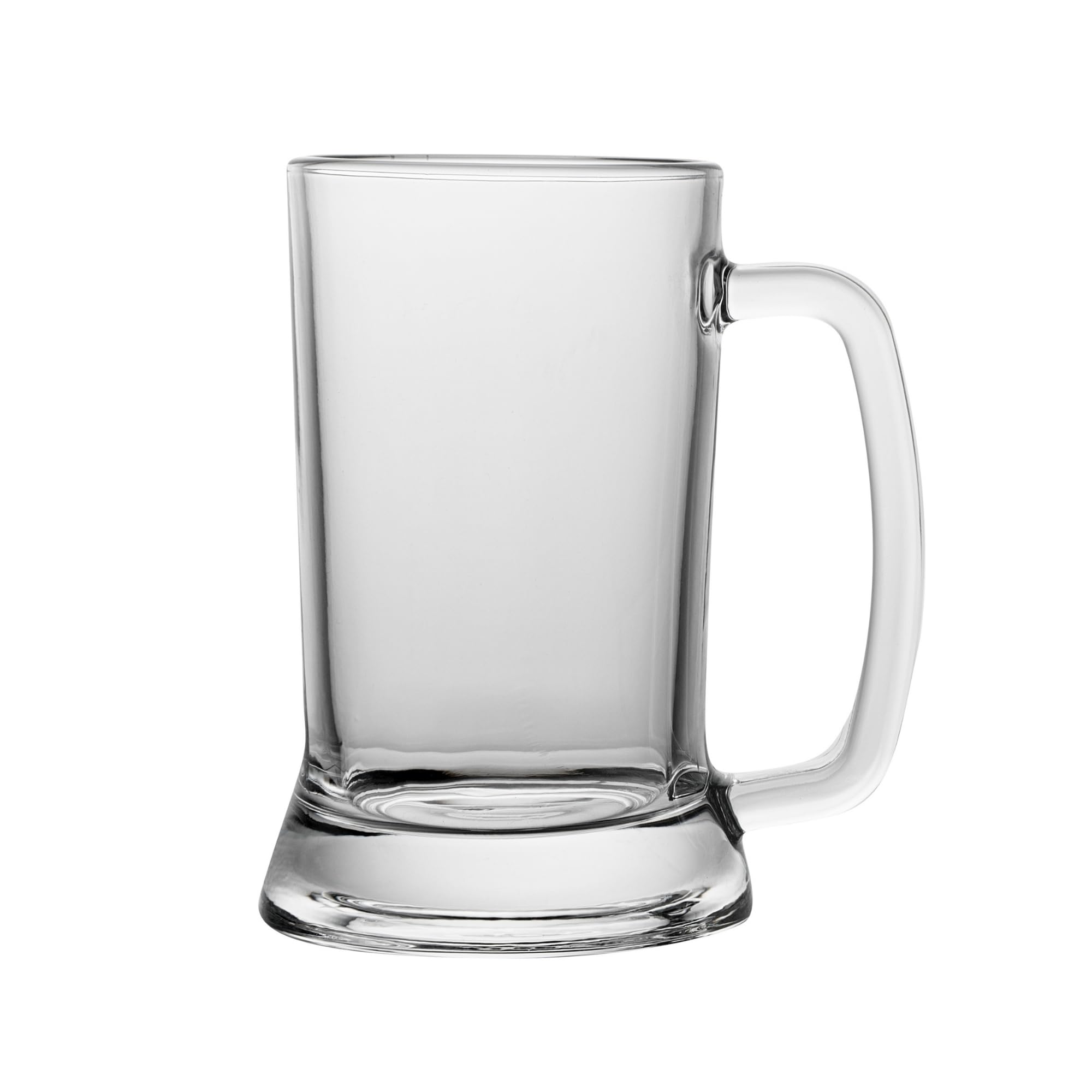 Restaurantware - Vetri - Tazas de cerveza de 473 ml, 24 vasos de cerveza lavables en lavavajillas con asa, sin plomo, base pesada, vasos grandes de vidrio transparente, para bares, restaurantes, hogar