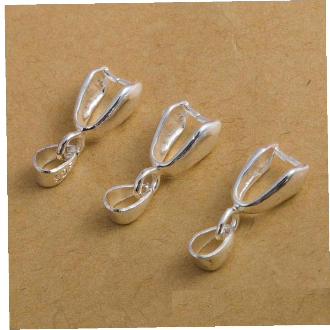Ruluti Silver 30Pcs/Lot 925 Sterling Bail Clasps Connectors For Pendant Necklace Bail Clasp Diy Jewelry Making, M