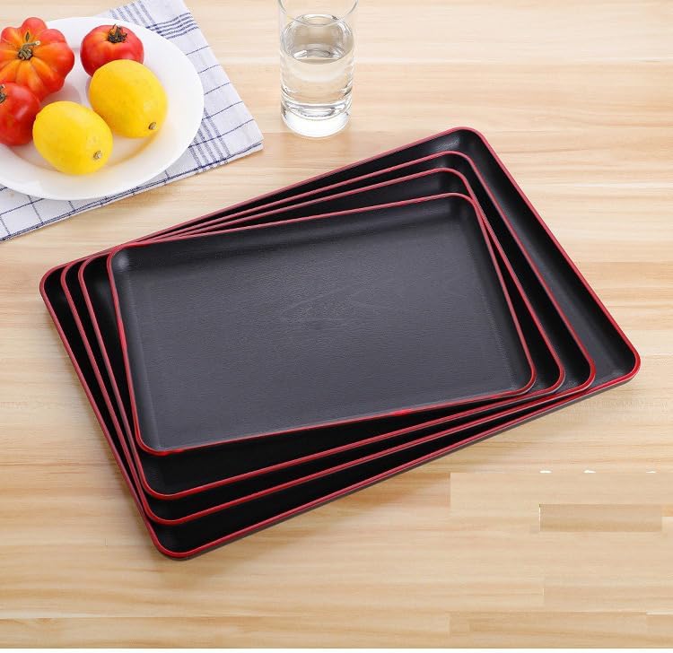 JapanBargain, Japanese Lacquered Plastic Serving Trays, Versatile Tray for Bento, Dinner, Tea, Coffee Table, Ottoman, TV, and Butler Use, Made in Japan, Black and Red Color, 17"x13", 1-Pack - Image 9