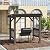 Outsunny 8' x 5' BBQ Grill Gazebo with 2 Side Shelves, Outdoor Hardtop Barbecue Barrier with Slanted Steel roof, Solid Wood Frame