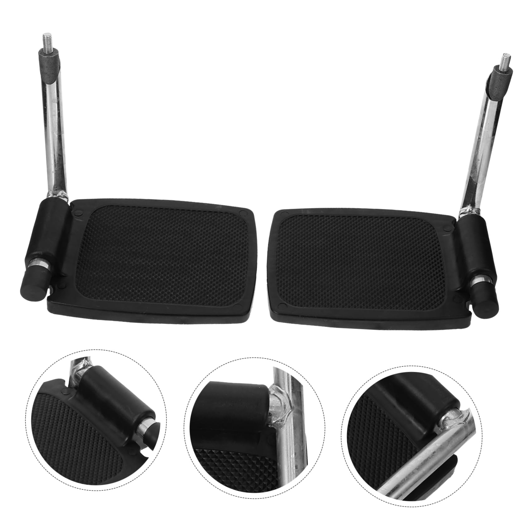 Pedal de Silla de Ruedas Negro de Aleación de Aluminio, Par | Barra de Soporte, Diseño Antideslizante, Adaptación, Accesorio para Reposapiés