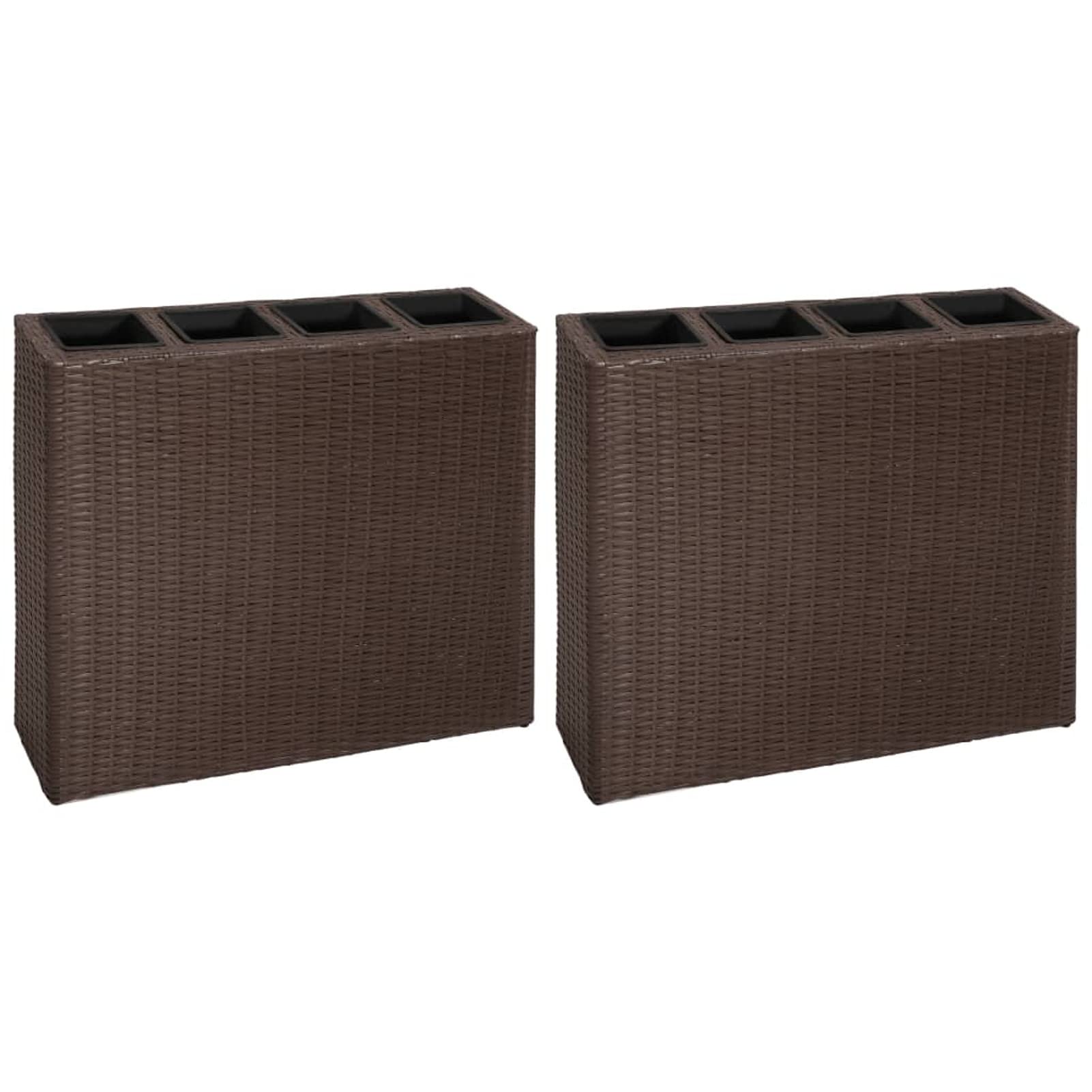 Arriate con 4 maceteros 2 Unidades, Mesa De Cultivo, Huerto Domestico, Cultivo De Plantas Aromaticas, Arriate De Jardín, de ratán sintético marrón