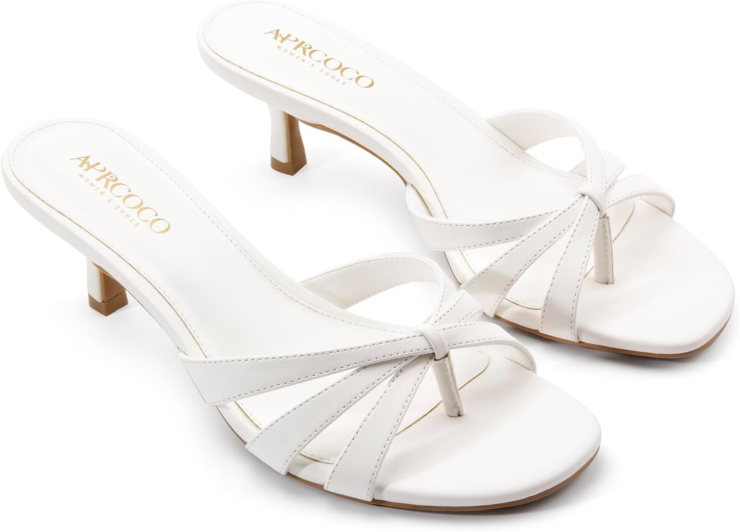AprCoco Women’s Strappy Kitten Heels Sandals Flip Flops Open Round Toe Heel Slip On Thong Heeled Sandals for Women Stylish Summer Holiday