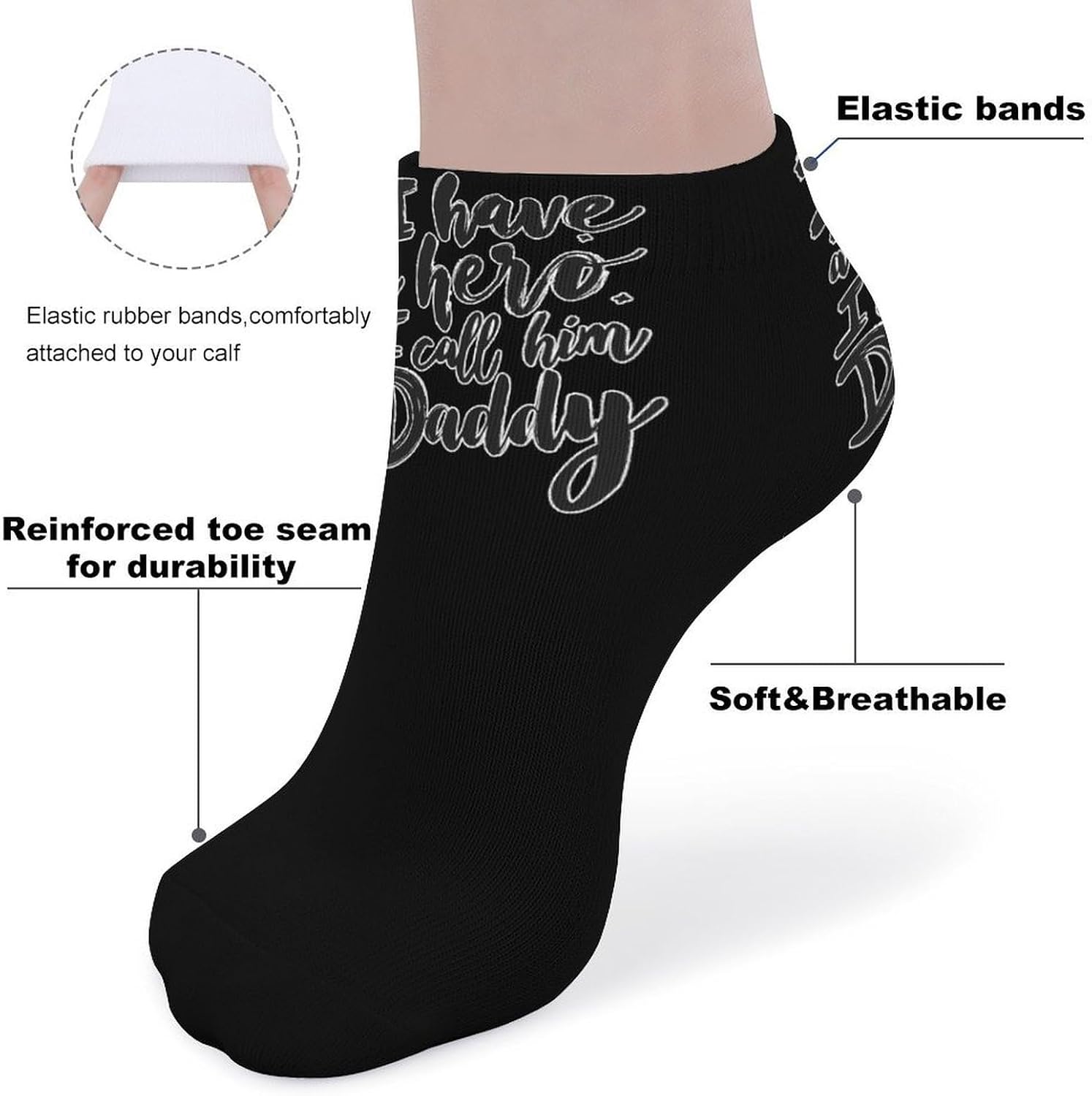 I Have A Hero I Call Him Daddy Ankle Socks for Men Women Low Cut Crew Sock Casual Sports Clothing