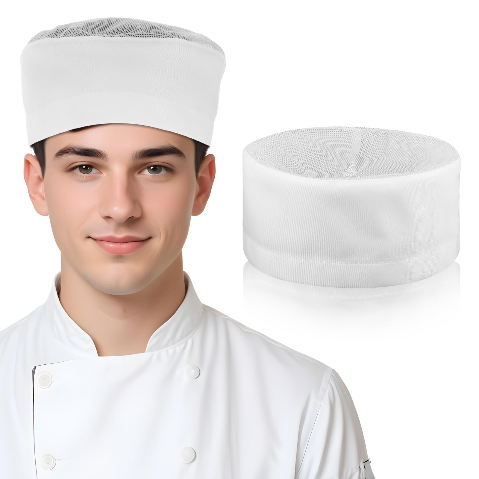 Czapka kucharska, biała czapka kucharska, męska, damska, bawełna, czapka gastronomiczna, uniseks, dla szefa kuchni, regulowana, profesjonalny mundurek kuchenny do restauracji, gotowania, pieczenia,