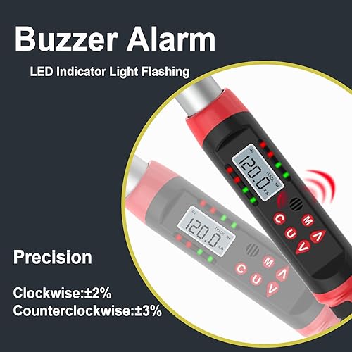Miniatura 2 de Llave dinamométrica digital ajustable, 7.4-147.6ft-lbs10-200N-m, llave dinamométrica de extremo abierto de 14 × 0.709 in, mordaza ajustable de 1.496