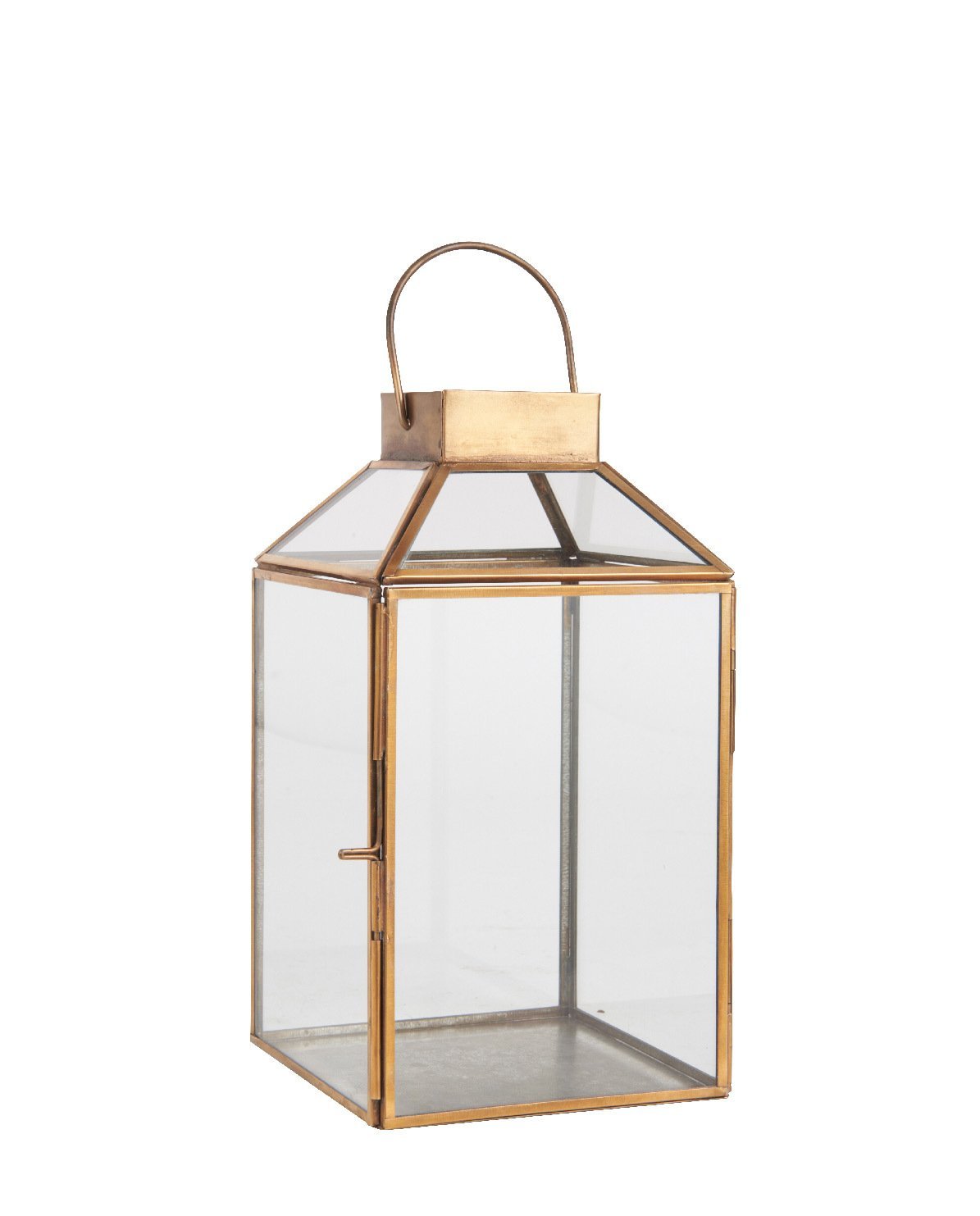 Ib Laursen Brass, Clear Brass Glass Lantern Norr Witch Inclined Glass Top By 30.5 Cm