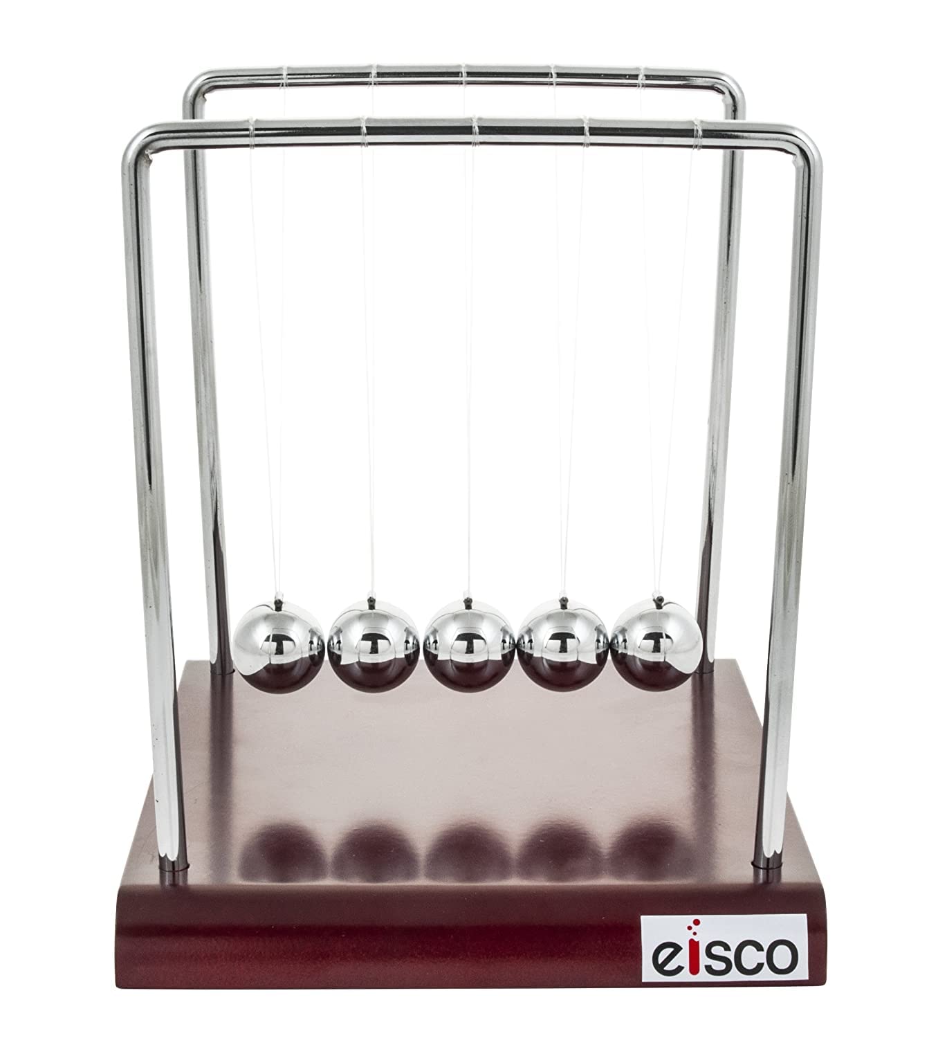 GLAB Newton's Cradle (Collision Balls/Pendulum Balls), 18cmX15cmX17.5cm with 5 Steel Balls of 2.2cm Dia Each,Perfect for Study & Gifts, with Polished Wooden Base