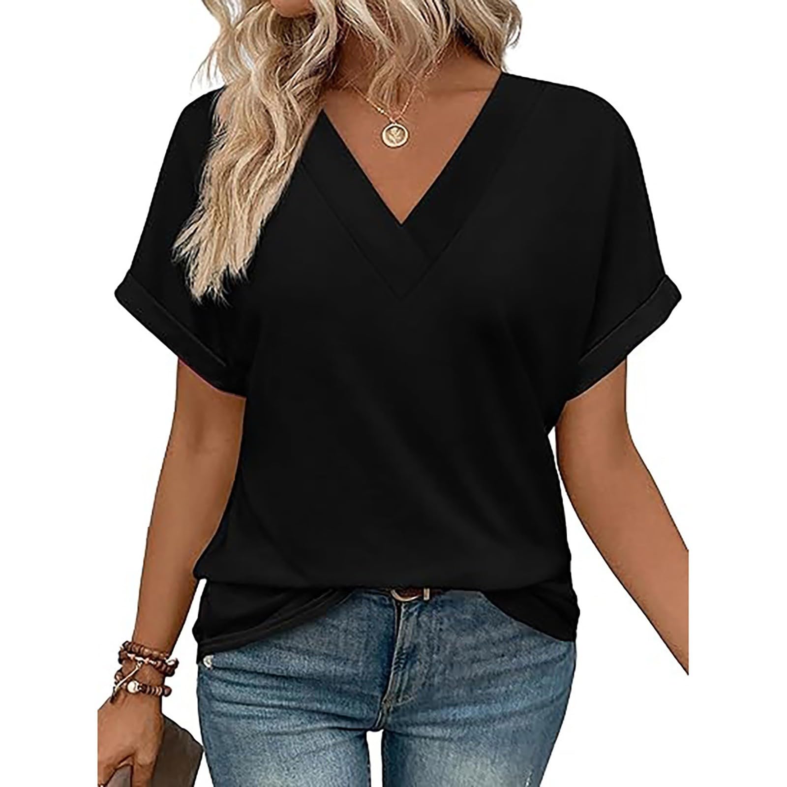 Blusas Mujer Verano,Elegante Suelta Camiseta Mujeres Tallas Grandes Holgada elástica y cómoda Lindas Camisetas atléticas Talla Grande Original#G