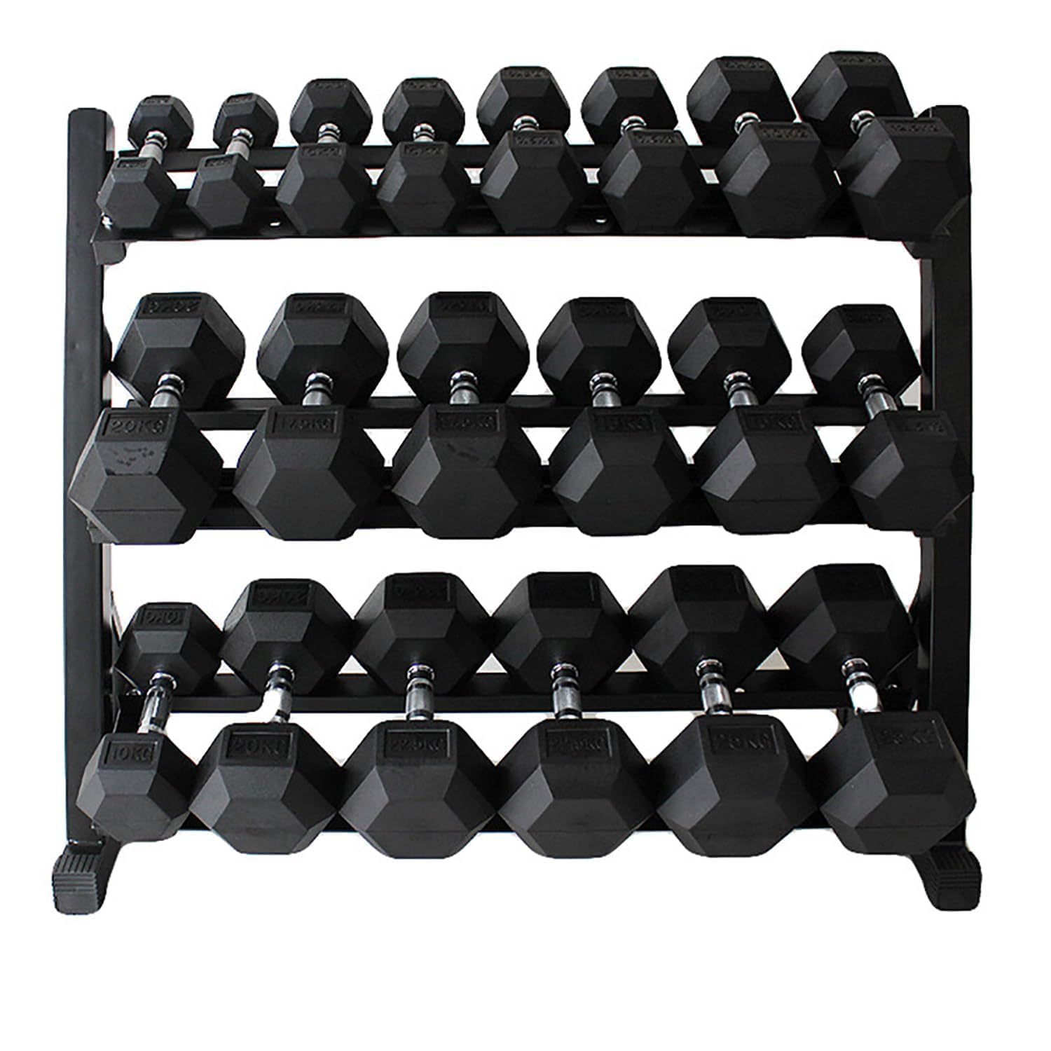 220-550 lbs Rubber Hex Dumbbells with Rack Free Weight for Home Gym Durable Rubber Dumbbell with Storage Coated