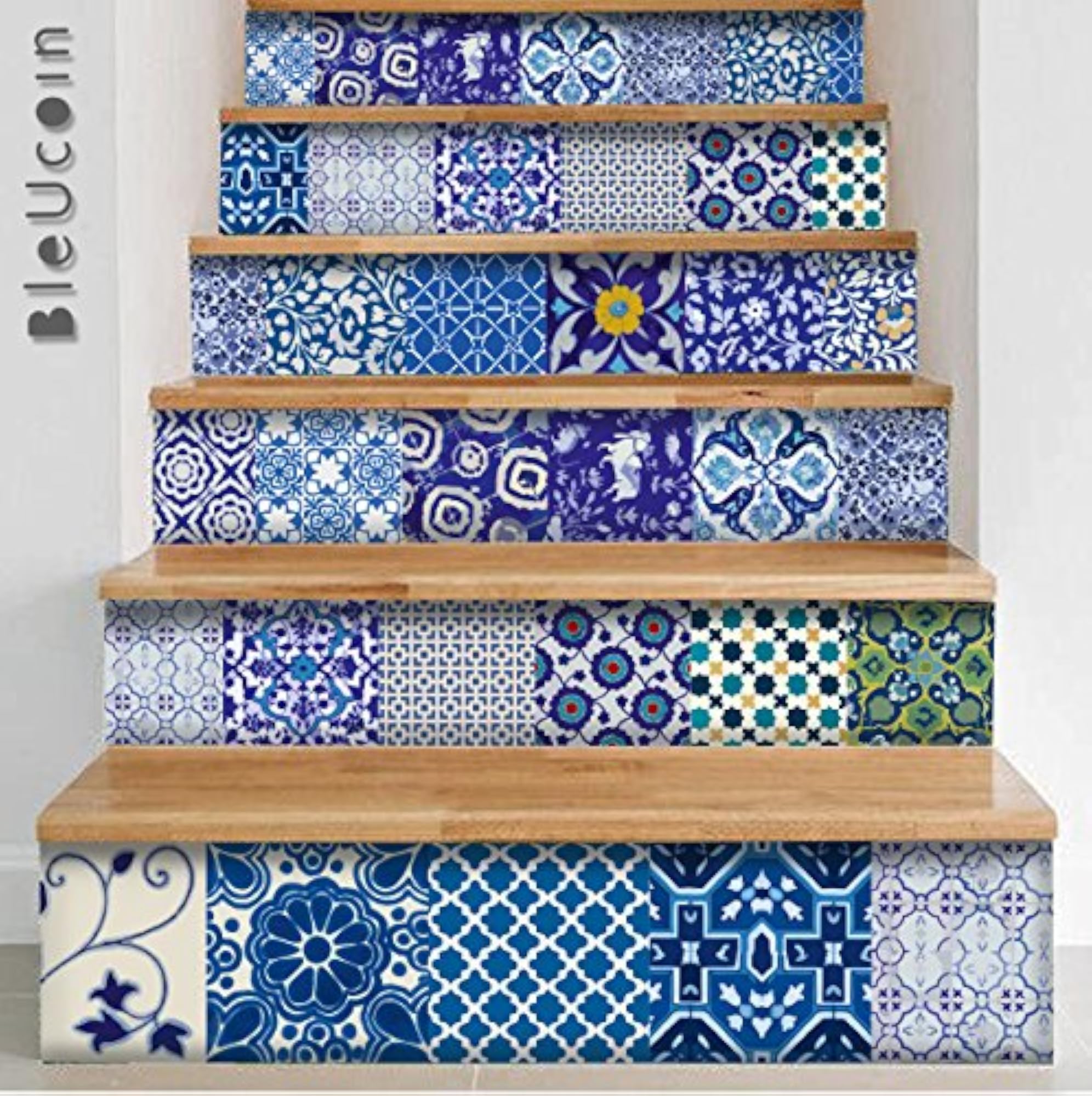 Blue Pottery Peel and Stick Tile Stickers for Kitchen & Bathroom