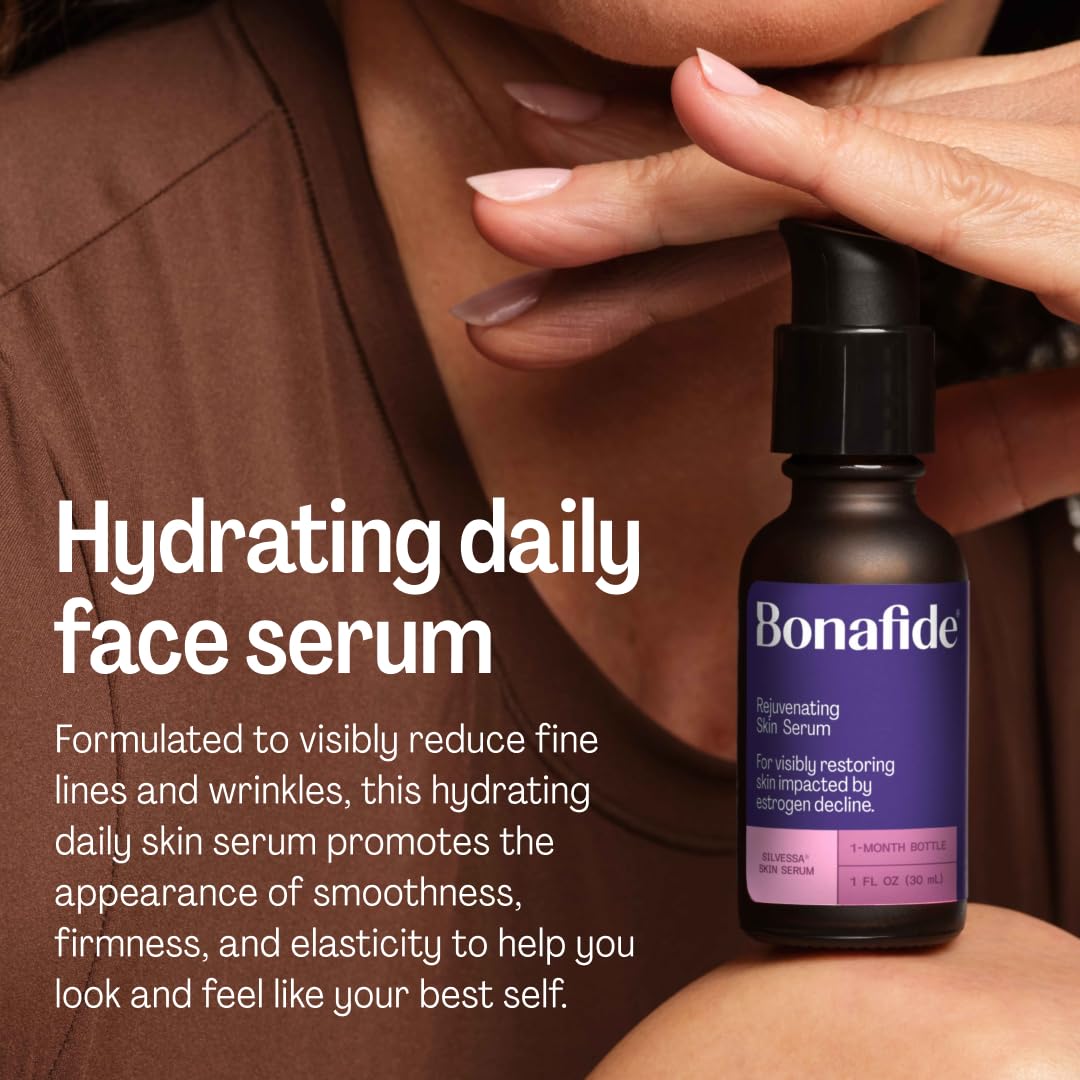 Bonafide Silvessa Hydrating Daily Skin Serum – Hormone-Free, Drug-Free Support for Skin During Menopause – 60 Day Supply (2 fl oz)