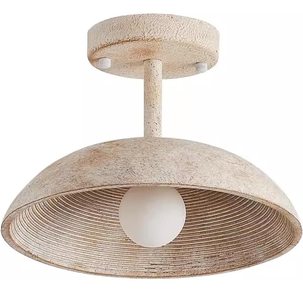 LUOYAOB Vintage Farmhouse Dome 10.6in Ceiling Lights Resin Body Semi Flush Mount Ceiling Lamp Iron Ceiling Light Fixture for Bedroom Living Room Hallway Entryway Balcony
