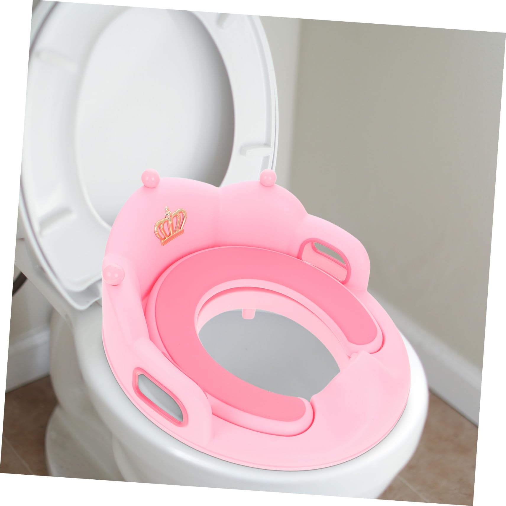 Hemobllo Seggiolino Wc per Ragazzo Ragazza con Maniglie Antiscivolo, Vasino da Addestramento in Polipropilene Resistente, Cuscino Rimovibile per Casa e Viaggio, Adatto a Maschietti