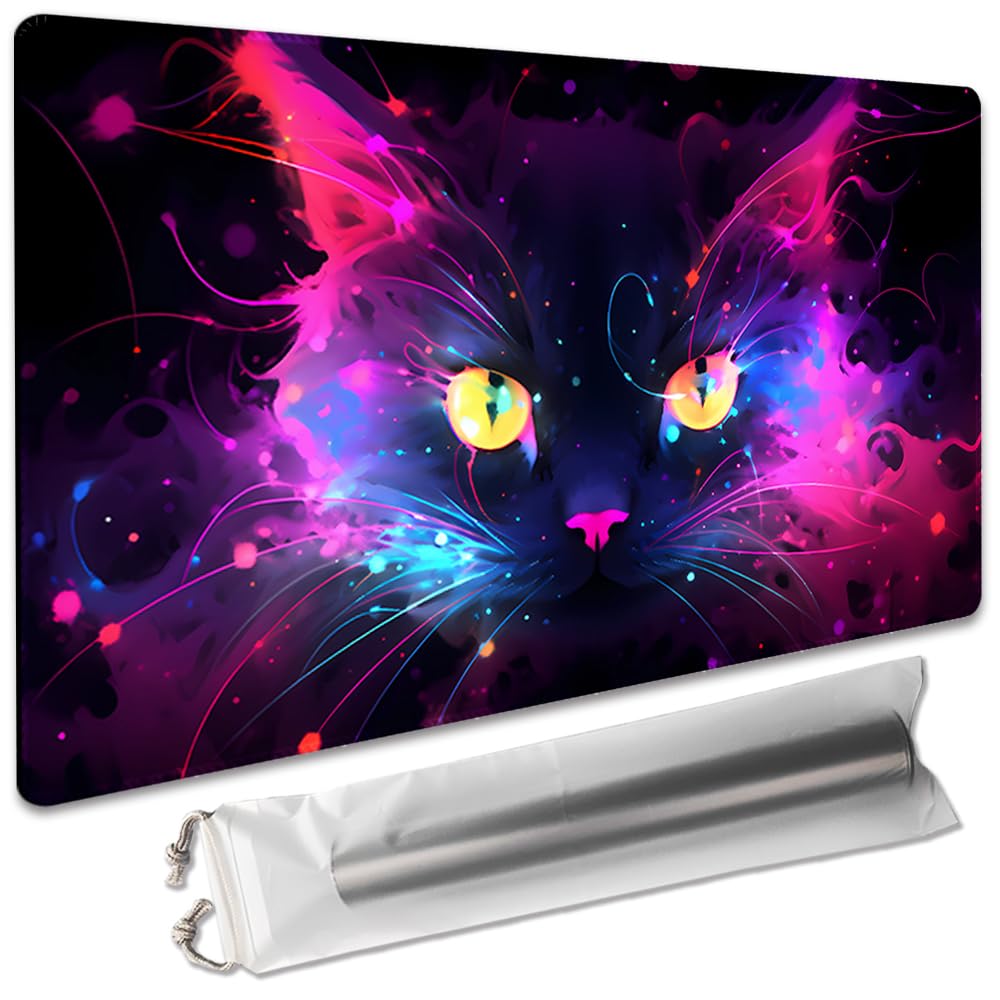 Board Game 14x24in TCG Playmat Compatible for OCG CCG RPG MTG Playmats,Mouse pad Desk Mats (Colorful Cat 2) โ image 1