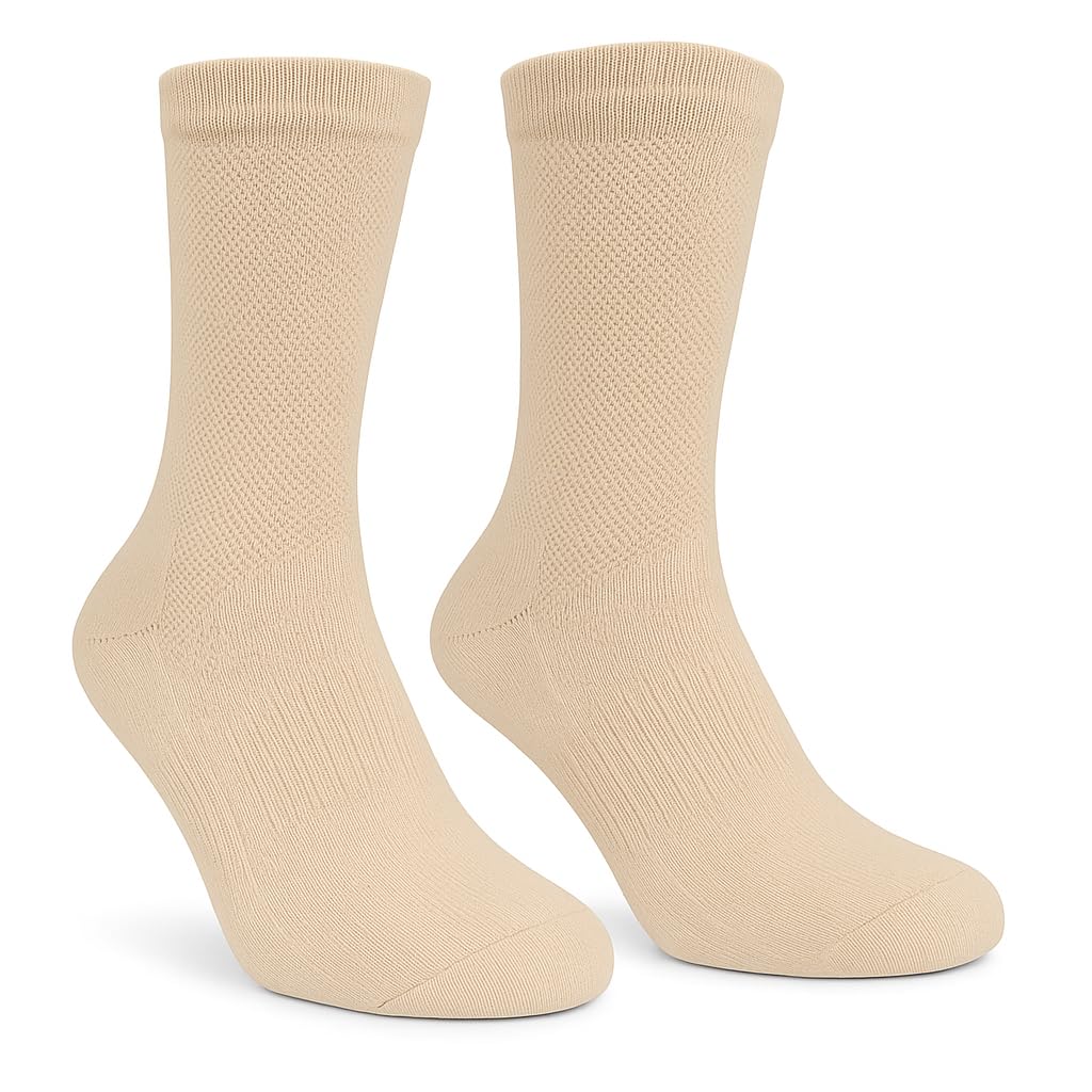 Diabetic Cotton Crew Socks, Non-Binding, Moisture-Wicking, Cushioned Sole, White, 2 Pairs-image-31