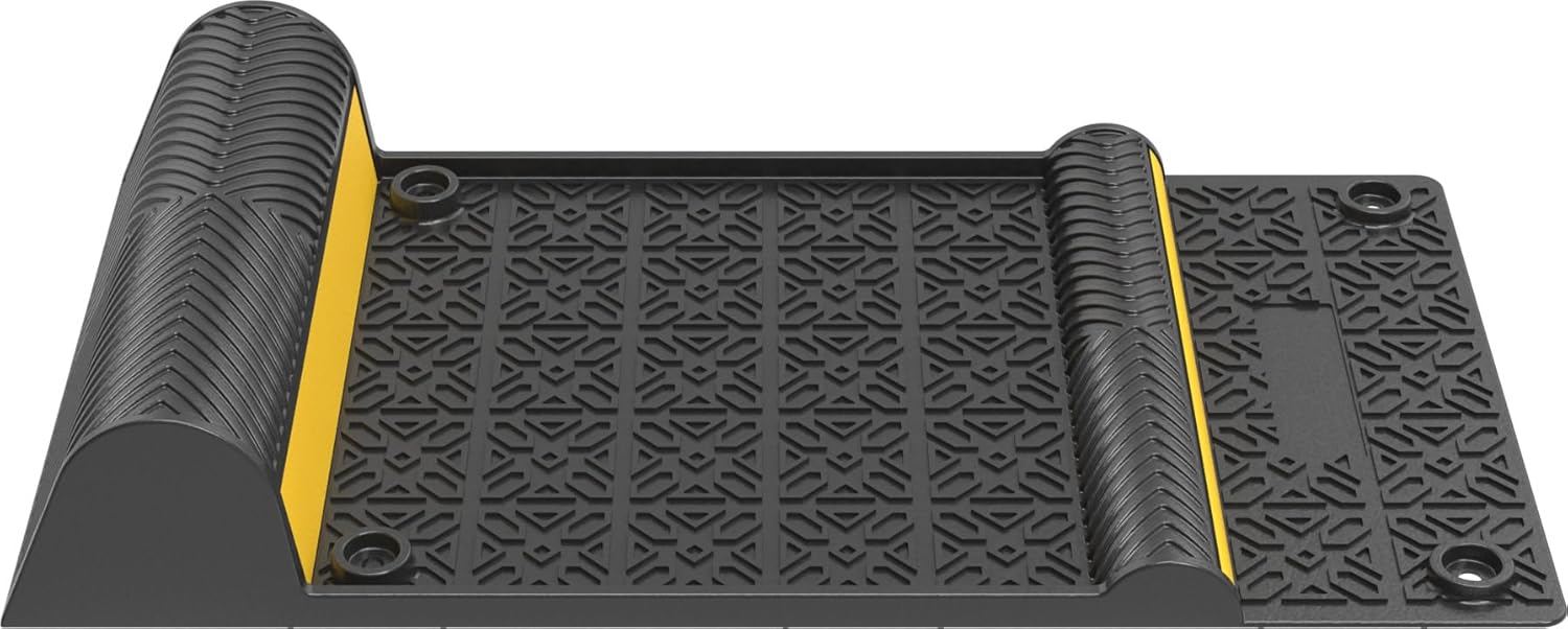 21.3" x 11.5" x 3.2" Inch PU Flexible Parking Mats, with 3M Yellow Reflective Tapes, Self-Adhesive Parking Lot Garage Floor Mats, Wheel Stoppers for Cars, Motorcycle, Pickups (4)