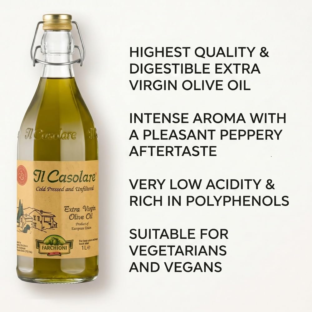 Farchioni Il Casolare - Huile d'Olive Extra Vierge - Extraction à froid - Non Filtrée - 1 Litre | Extraction à froid | Non Filtrée