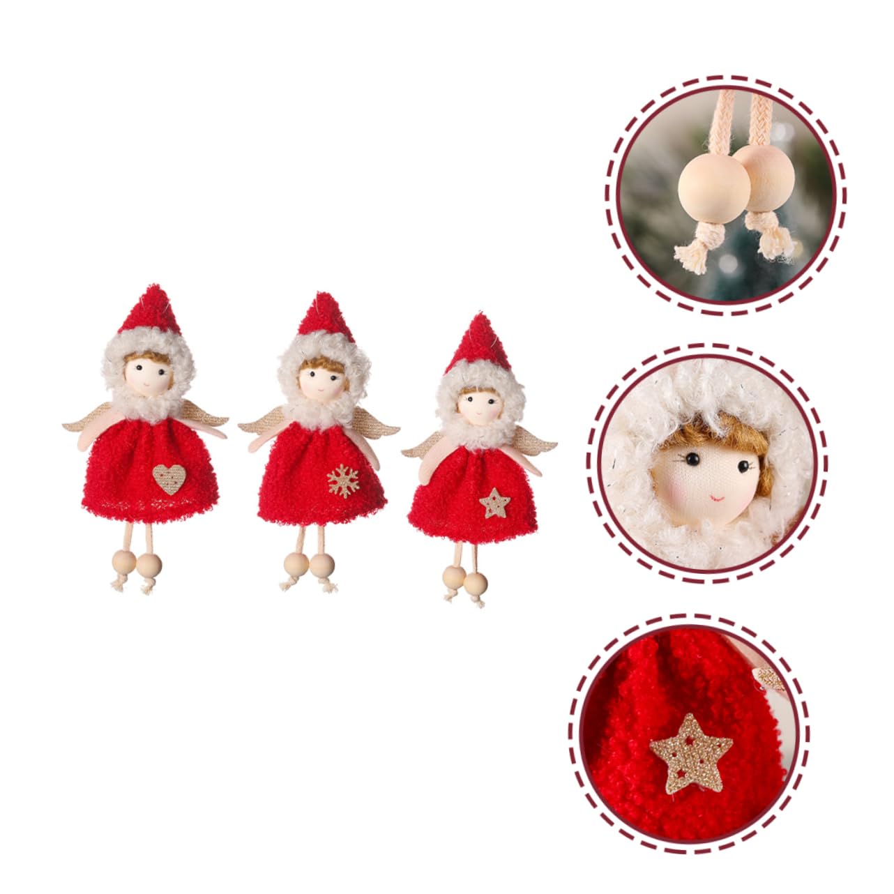 PRETYZOOM 4 Set Fascino Bambola Angelo Angeli Natalizi Angioletti Natalizi Arredamento Casa Fata Ornamento Dell'albero Di Natale Ornamento Da Appendere Per Natale Stoffa Rosso 3 Pezzi * 4