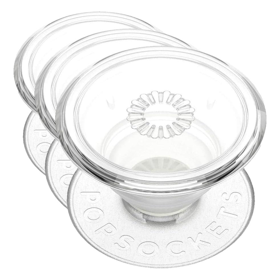 Image of PopSockets Adhesive Phone Grip, Holder, Phone Stand - Clear (Pack of 3)