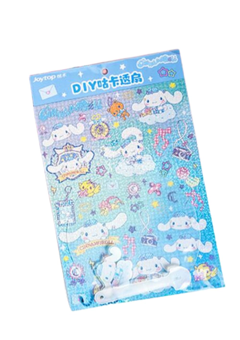 YJCHCT Kuromi Guka Stickers Fan Creative Children's Student DIY Fan Kit Hand-held Fan Framework for DIY Crafts (Blue Fan)