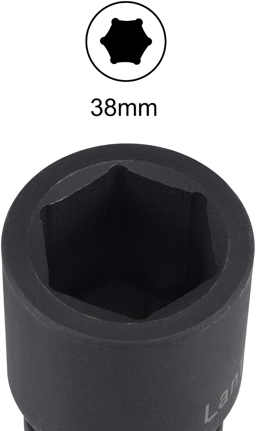 TA-VIGOR 1 Inch Drive by 38mm 6-Point Impact Socket, Durable Reliable CR-V 80mm Length, Standard Metric Sizes for Home Car Repair