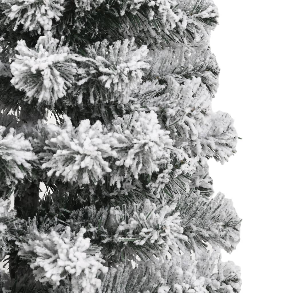 Albero di Natale Artificiale Pieghevole Innevato in PVC con Supporto, Design Salvaspazio, Christmas Tree, Decorazioni Natalizie, Adatto per Casa e Balcone, Verde e Bianco, 120 cm